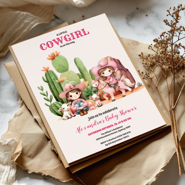 Pink Cowgirl Western Baby Shower Invitation (Creator Uploaded)