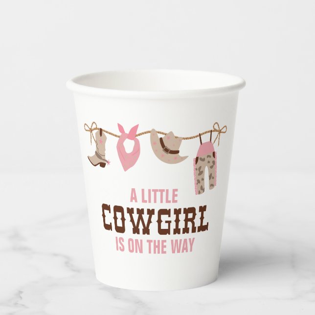 Pink Cowgirl Western Baby Shower Paper Cups (Front)