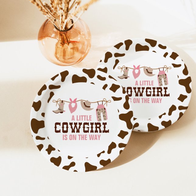 Pink Cowgirl Western Baby Shower Paper Plate (Creator Uploaded)
