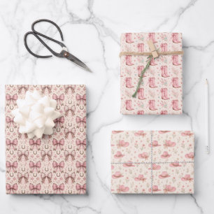 Pink Cowgirl Western Birthday Baby Bridal Shower  Wrapping Paper Sheet