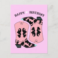 Pink Cowgirl Western Boots Ranch Cowboy Birthday