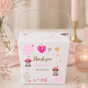 Pink Cowgirl Western highland cow Birthday Favour Box