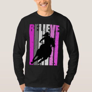 Pink Cowgirls Horse Riding Rider Retro Vintage Cow T-Shirt