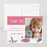 Pink Crab Sea Animals Photo Birthday Thank you