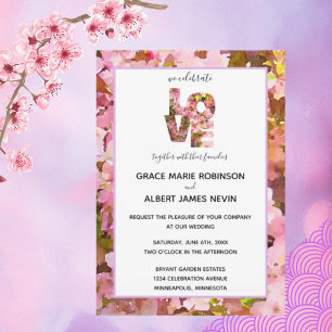 Pink Crabapples Blossoms Wedding Invitation