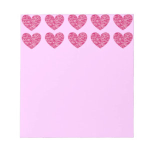 Pink Crackle Hearts Notepad