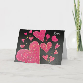 Pink Craft Hearts  Card