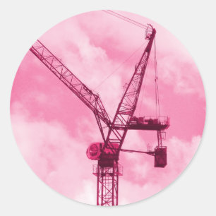 Pink Crane Classic Round Sticker