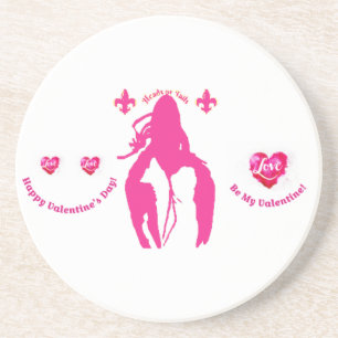 Pink Crawfish Valentine's Sand Coaster