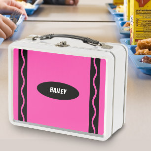 Pink Crayon Metal Lunch Box