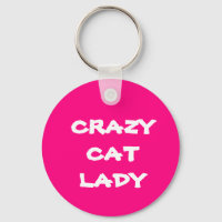 Pink Crazy Cat Lady Keychain