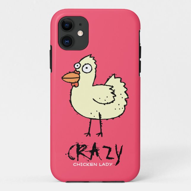 PINK Crazy Chicken Lady Cartoon Hen Case-Mate iPhone Case (Back)
