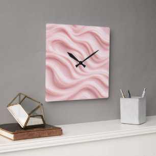 Pink Cream Abstract Design Square Wall Clock