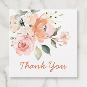 Pink, cream, apricot floral Baby Shower Thank You Favour Tags