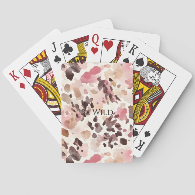 Pink Cream Brown Leopard   Playing Cards (Back)
