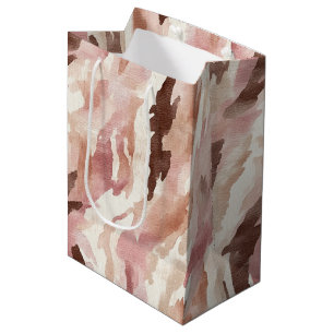 Pink Cream Chocolate Brown Abstract Birthday Medium Gift Bag