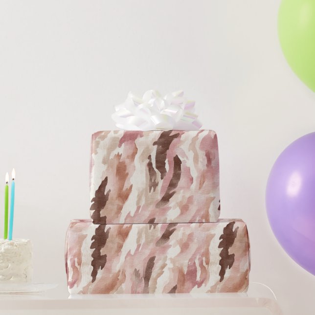Pink Cream Chocolate Brown Abstract Birthday Wrapping Paper (Party Gifts)