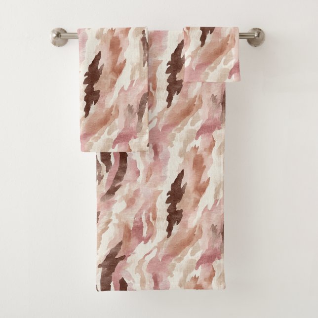 Pink Cream Chocolate Brown Bath Towel Set (Insitu)