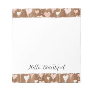Pink Cream Chocolate Brown Hearts   Notepad