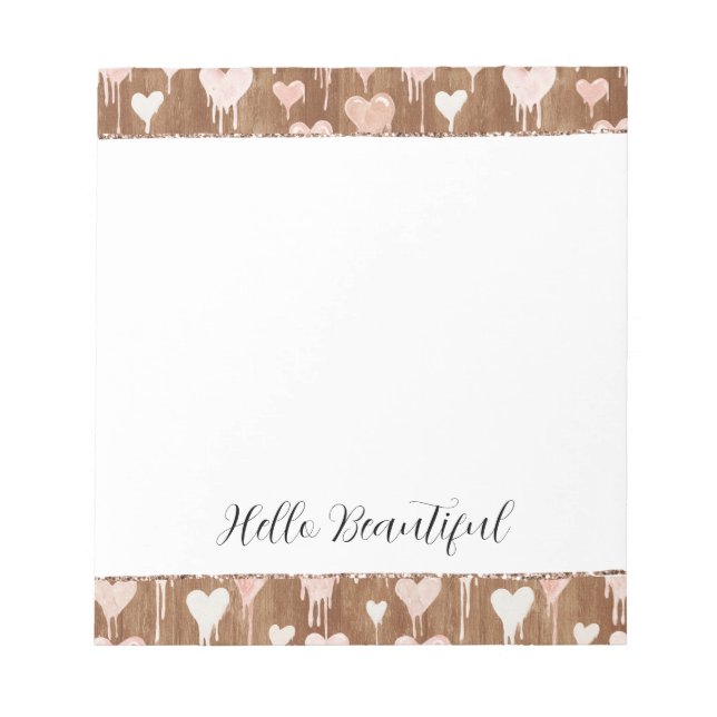 Pink Cream Chocolate Brown Hearts   Notepad (Front)
