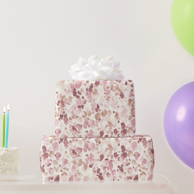 Pink Cream Chocolate Brown Leopard Animal Birthday Wrapping Paper (Party Gifts)