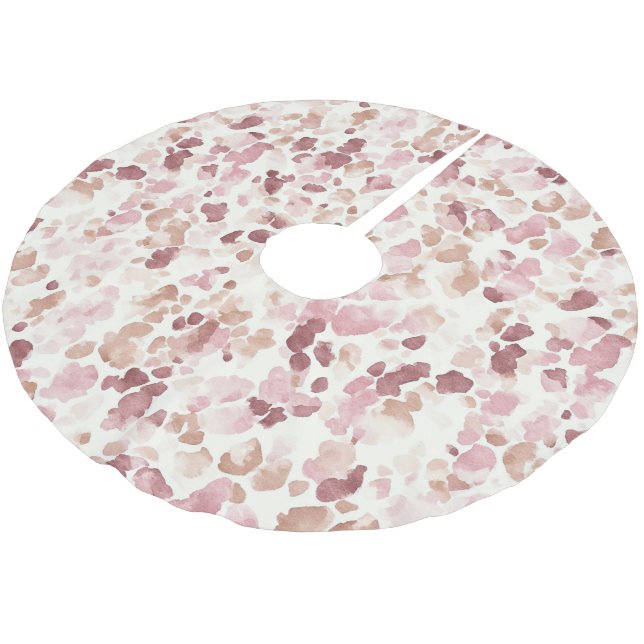 Pink Cream Chocolate Brown Leopard Christmas Brushed Polyester Tree Skirt (Angled)