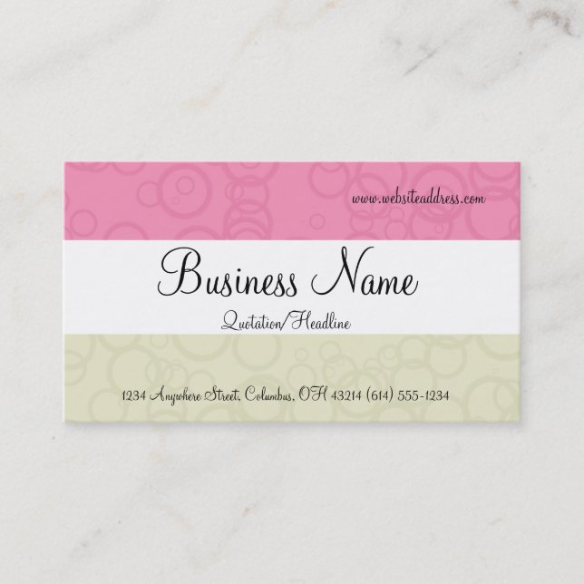 Pink & Cream Circles Business Cards (Front)