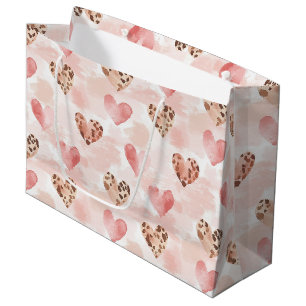 Pink Cream Cowgirl Hearts Birthday Large Gift Bag