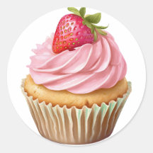 Pink cream cupcake with berries birthday