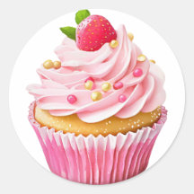 Pink cream cupcake with berries birthday