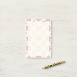 Pink Cream Daisy Flowers Retro Pattern Post-it Notes