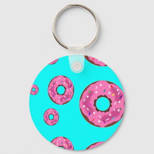 Pink cream doughnuts key ring