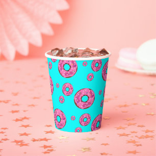 Pink cream doughnuts paper cups