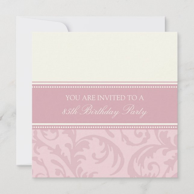 Pink Cream Floral 85th Birthday Party Invitations (Front)