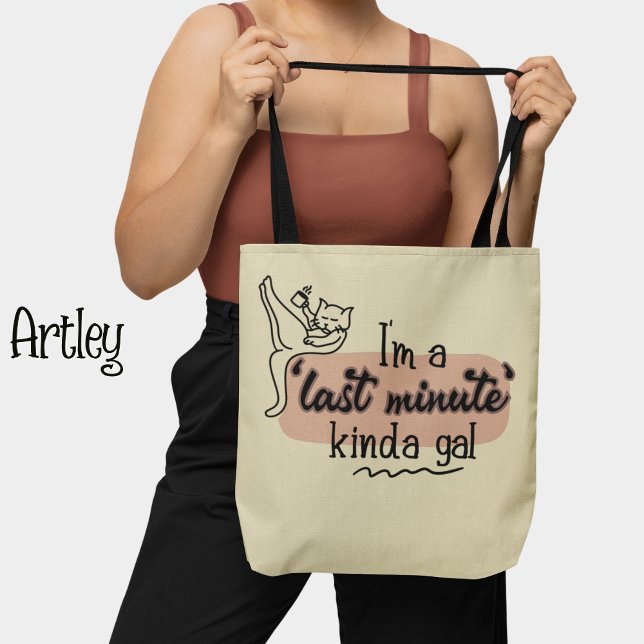 Pink Cream Funny Cat Procrastinate Lazy Woman  Tote Bag (Creator Uploaded)