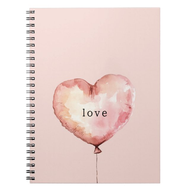 Pink Cream Heart Balloon Love Notebook (Front)