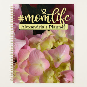Pink Cream Hydrangeas yellow pink floral #momlife Planner