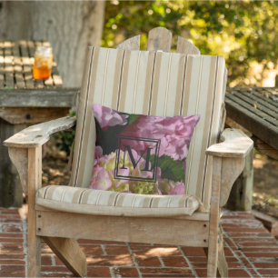 Pink Cream Hydrangeas yellow pink green floral   Cushion