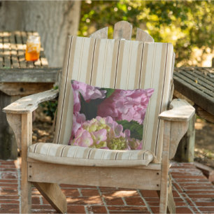 Pink Cream Hydrangeas yellow pink green floral   Cushion