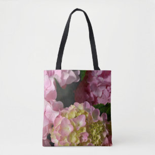 Pink Cream Hydrangeas yellow pink green floral  Tote Bag