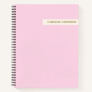 Pink Cream Personalised Name Back to School Study Notebook