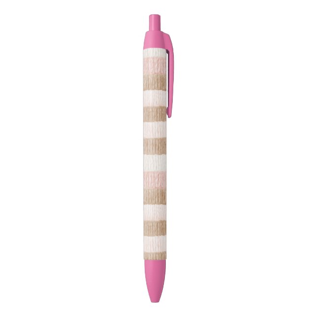 Pink Cream Tan Stripes Black Ink Pen (Bottom (Vertical))