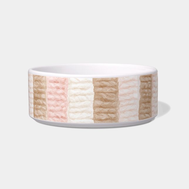 Pink Cream Tan Stripes Bowl (Front)