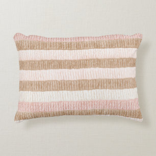 Pink Cream Tan Stripes Decorative Cushion