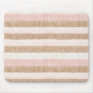 Pink Cream Tan Stripes Mouse Pad