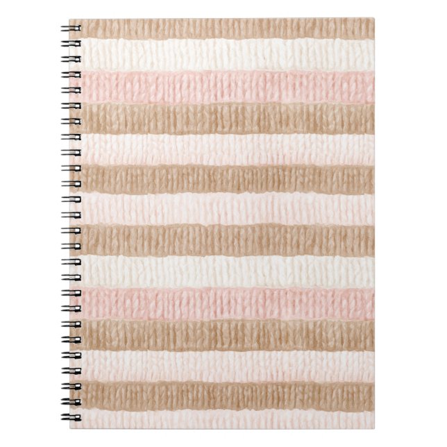 Pink Cream Tan Stripes Notebook (Front)