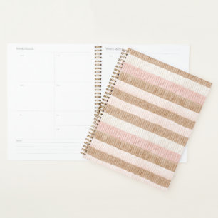 Pink Cream Tan Stripes Planner