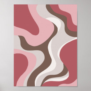 Pink & Cream Wavy Abstract Poster
