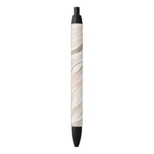 Pink Cream Zebra Animal Print Black Ink Pen