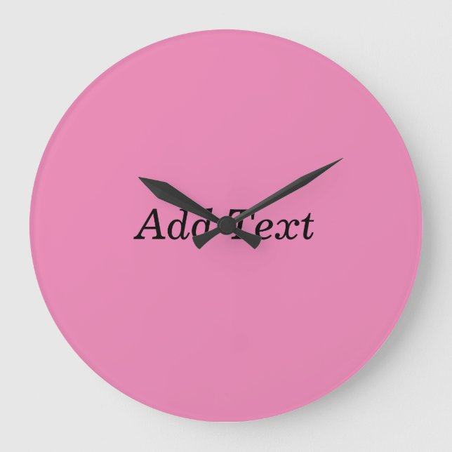 Pink Create Your Own Add Text Template Large Clock (Front)